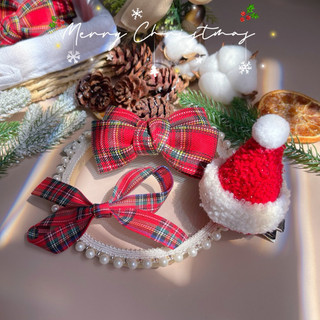 [Loại đẹp] Kẹp Mũ/Nơ Caro nguyên liệu nhập phù hợp Noel cho bé
