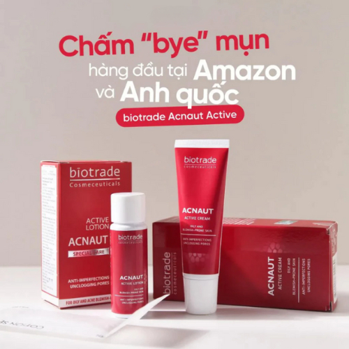 [CHÍNH HÃNG] Combo Biotrade Acnaut Active Cream 15ml & Lotion 15ml giảm mụn sưng đỏ, mụn bọc, mụn mủ