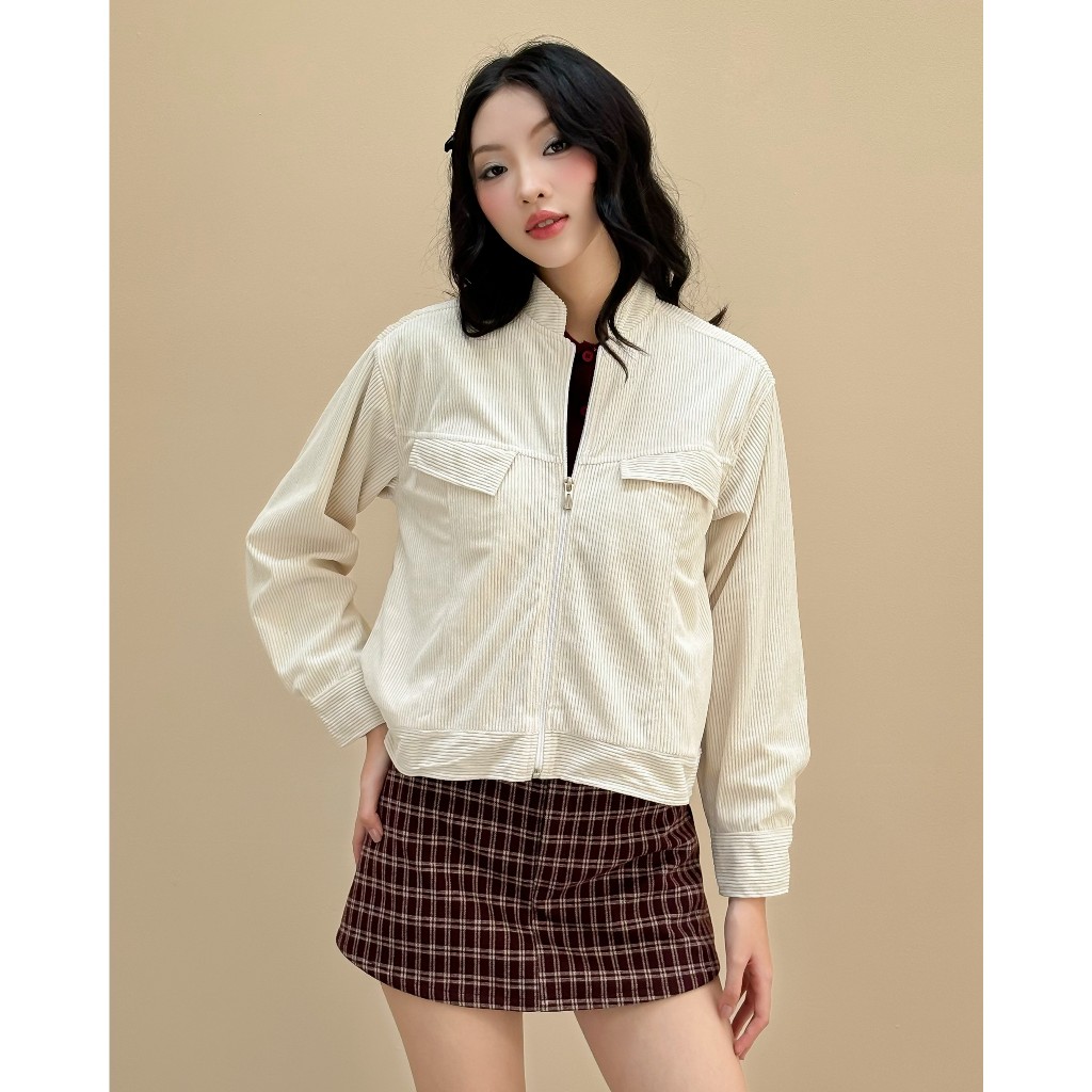 Áo khoác nữ nhung tăm Sunrise Miều Est.2013 dài tay áo khoác basic thời trang Hàn Quốc