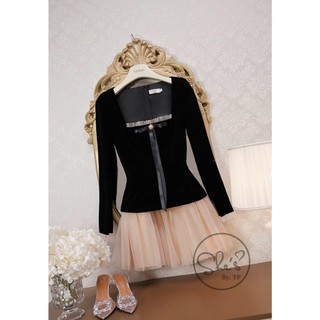 Váy nhung phối lưới xoè hàng 2 lớp dày dặn ôm eo lên form chuẩn phong cách tiểu thư nhẹ nhàng sang - Baotrang.clothes