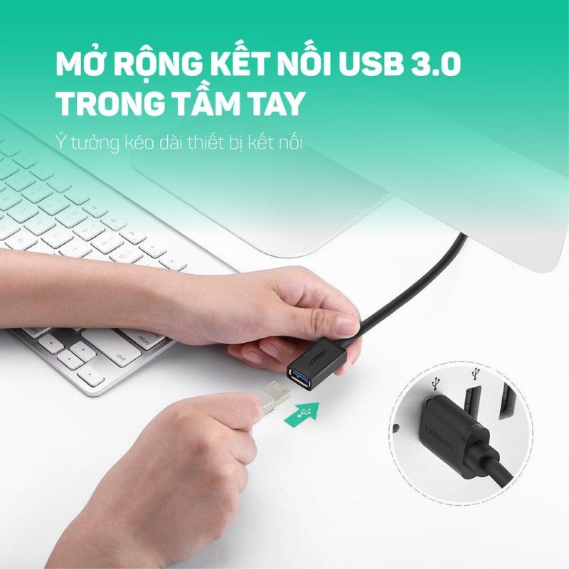 Cáp USB 3.0 nối dài Chống Gỉ, Đầu Cáp Mạ Vàng chính hãng Ugreen US129 - Bảo hành 24 tháng | BigBuy360 - bigbuy360.vn