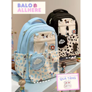 BaLo (XINHXINH) [ORDER] Balo Nữ Đi Học Họa Tiết Cún Dachshund Chống Nước Nhiều Ngăn BL16