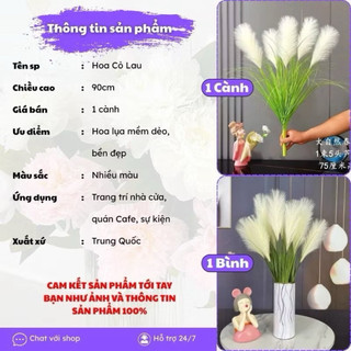 CÀNH LAU 5 BÔNG LỚN CAO 90CM DECOR SIÊU ĐẸP- HOA GIẢ TRANG TRÍ