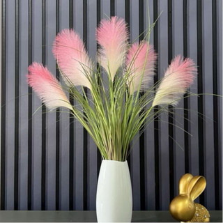 CÀNH LAU 5 BÔNG LỚN CAO 90CM DECOR SIÊU ĐẸP- HOA GIẢ TRANG TRÍ