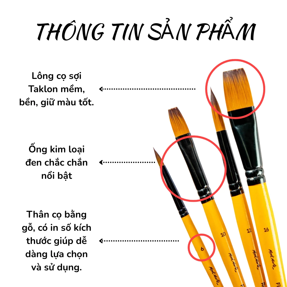 [Hỏa tốc HCM] Set Bộ Cọ Vẽ Màu Acrylic Gallery Mont Marte (Nhiều Size - Nhiều Lựa Chọn)