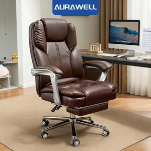 Ghế giám đốc lưng tựa AURAWELL Chất liệu PU dày, Có Gác Chân, Rộng 73cm, Tải trọng 300kg-T112