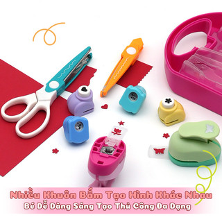 Bộ Dụng Cụ Thủ Công DIY Sáng Tạo Cho Bé Sẵn Kéo Ziczac, Dập Nổi Giấy Hình Dáng Đáng Yêu Cho Bé Làm Đồ Handmade Tại Nhà