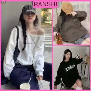 Áo Sweater Unisex Lệch Vai, Cổ Tròn Dài Tay Nữ RANSHI Phong Cách Hàn Quốc Dễ Phối - SMCT