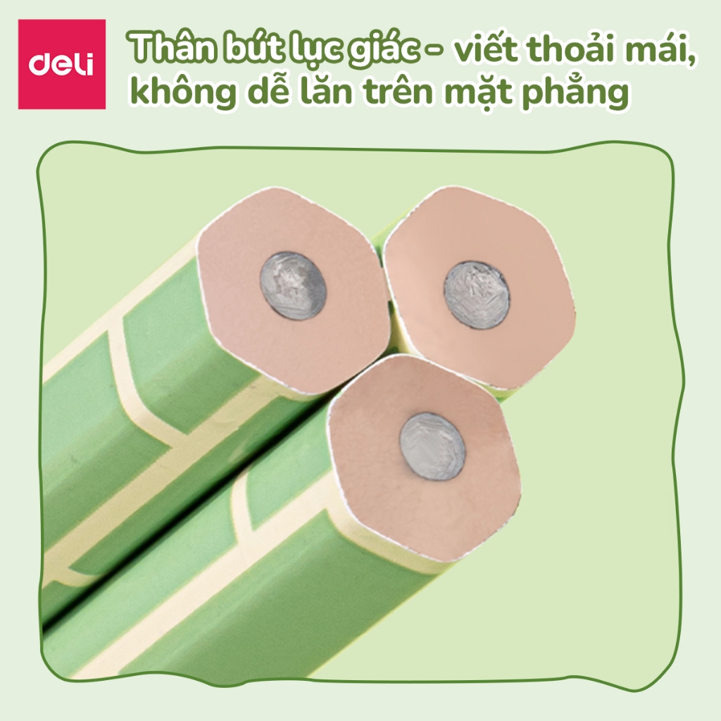 Bút Chì 2B Gấu Trúc Deli Bút Chì Thân Gỗ Chì Đen Đậm Nét Gọt Ít Vụn Phối Màu Dễ Thương Vẽ Tranh Tập Viết Cho Bé