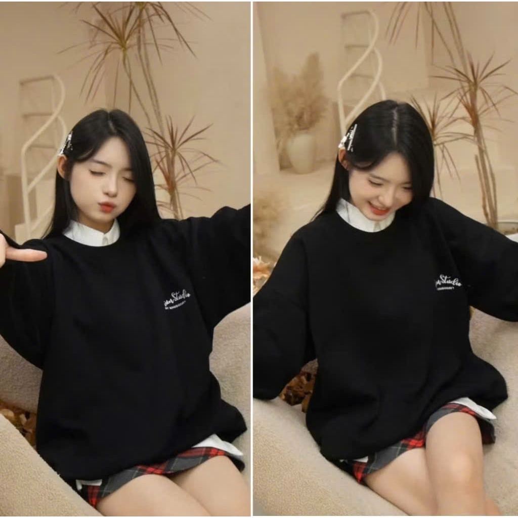 [SALE ĐẦU MÙA] Áo Sweater Unisex Lệch Vai, Cổ Tròn Dài Tay Nữ RANSHI Phong Cách Hàn Quốc Dễ Phối - SMCT