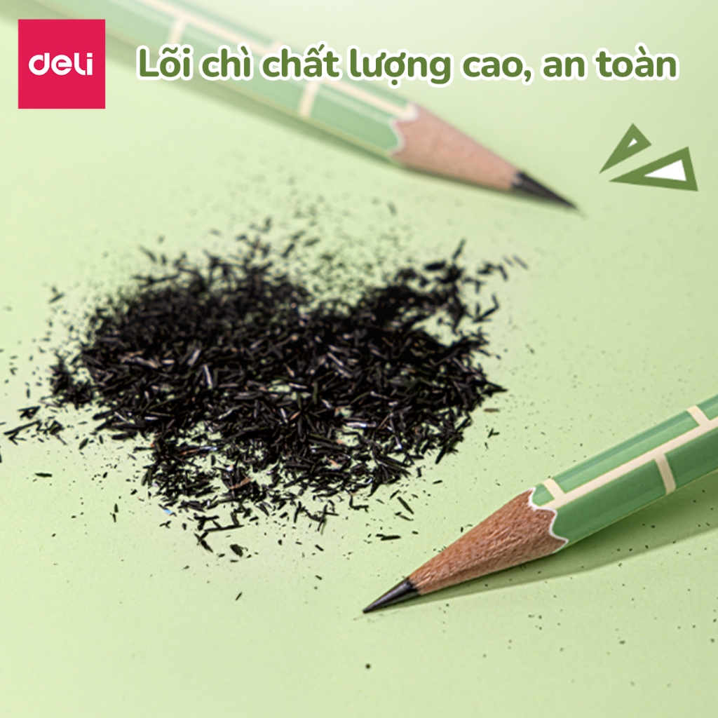 Bút Chì 2B Gấu Trúc Deli Bút Chì Thân Gỗ Chì Đen Đậm Nét Gọt Ít Vụn Phối Màu Dễ Thương Vẽ Tranh Tập Viết Cho Bé
