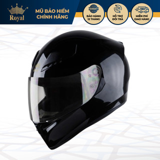 Mũ bảo hiểm fullface Royal M138B đen bóng có kính chính hãng, BH 12 Tháng Tại NSX