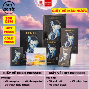 Giấy Vẽ Màu Nước GLOBAL ART 300GSM Cold Pressed, Hot Pressed, Vẽ Màu Nước Acrylic, Gouache, Mặt Mịn Vẽ Chì, Vẽ Chi Tiết