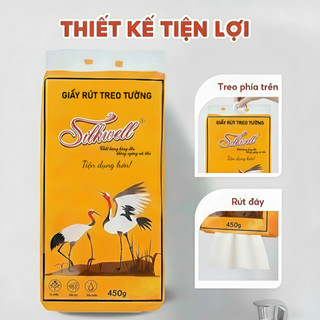 Combo bịch khăn giấy Silkwell rút đáy 450g 2 lớp siêu dai từ bột gỗ nguyên chất không tẩy trắng