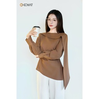 Áo Kiểu Nữ 𝐂𝐂𝐇𝐀𝐓 Dáng Suông Kiểu Majolica Chất Liệu Voan Mềm Mại 25ADE2003OT