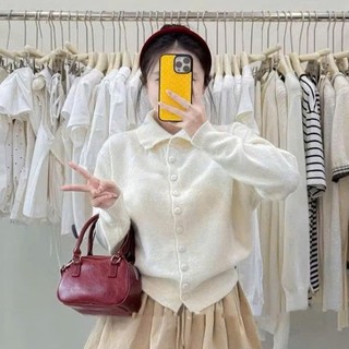 Áo len trơn cúc bọc, áo khoác dáng rộng phong cách UlzzangStyle