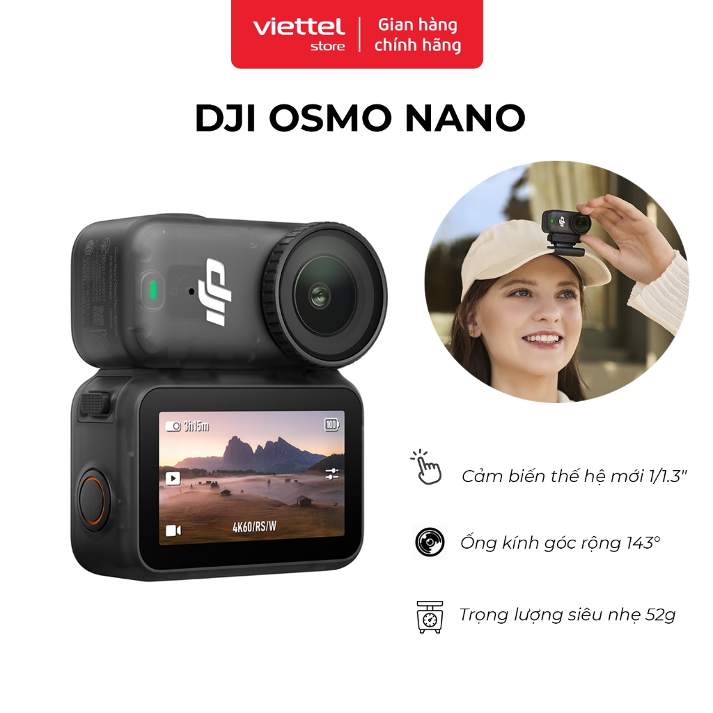 Camera Hành Động DJI Osmo Nano Siêu Nhẹ, Màn Hình OLED, Quay Video Lên Đến 4K/60fps