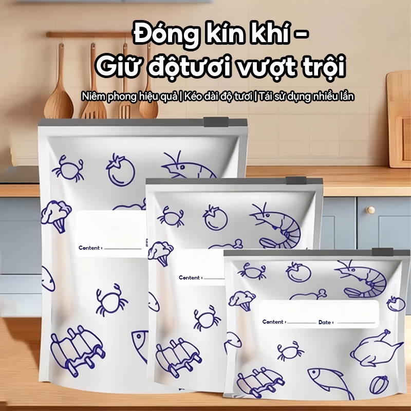 Combo 10 Túi Zip Giấy Nhôm ICON - Túi bảo quản thực phẩm tái sử dụng, giữ đồ tươi lâu