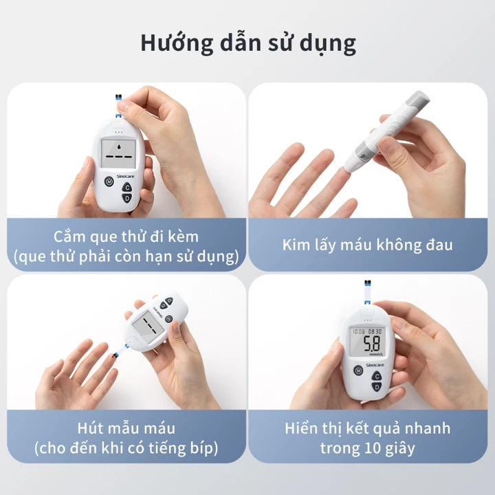 Mẫu Mới Máy Đo Đường Huyết Safe Accu Chính Hãng Sinocare Tặng Kèm Que và Kim – 3