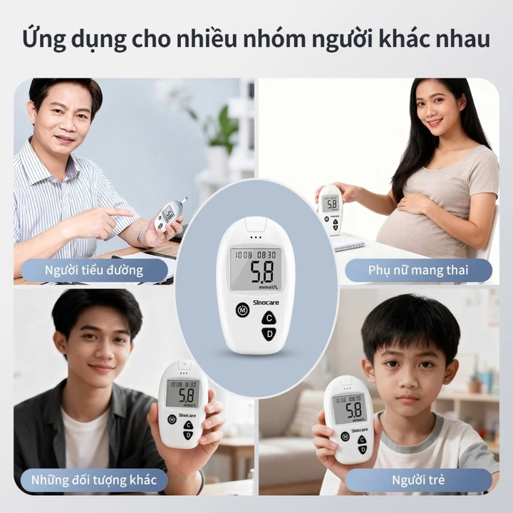 Mẫu Mới Máy Đo Đường Huyết Safe Accu Chính Hãng Sinocare Tặng Kèm Que và Kim – 6