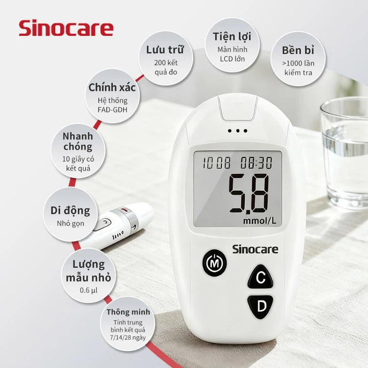 Mẫu Mới Máy Đo Đường Huyết Safe Accu Chính Hãng Sinocare Tặng Kèm Que và Kim – 5
