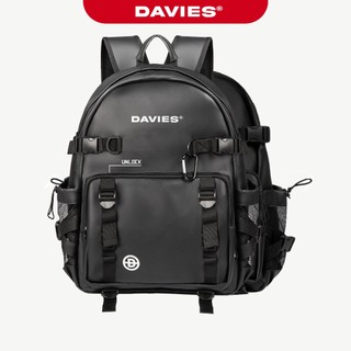 Balo da đi học nhiều ngăn DAVIES nam nữ màu đen Leather Tactical Backpack
