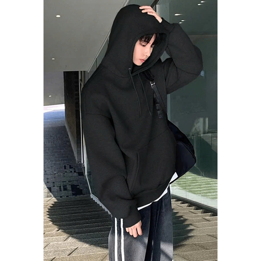 Áo hoodie nam nữ form rộng mặc đôi cặp nhóm phong cách hàn quốc phối nón hai lớp - K1