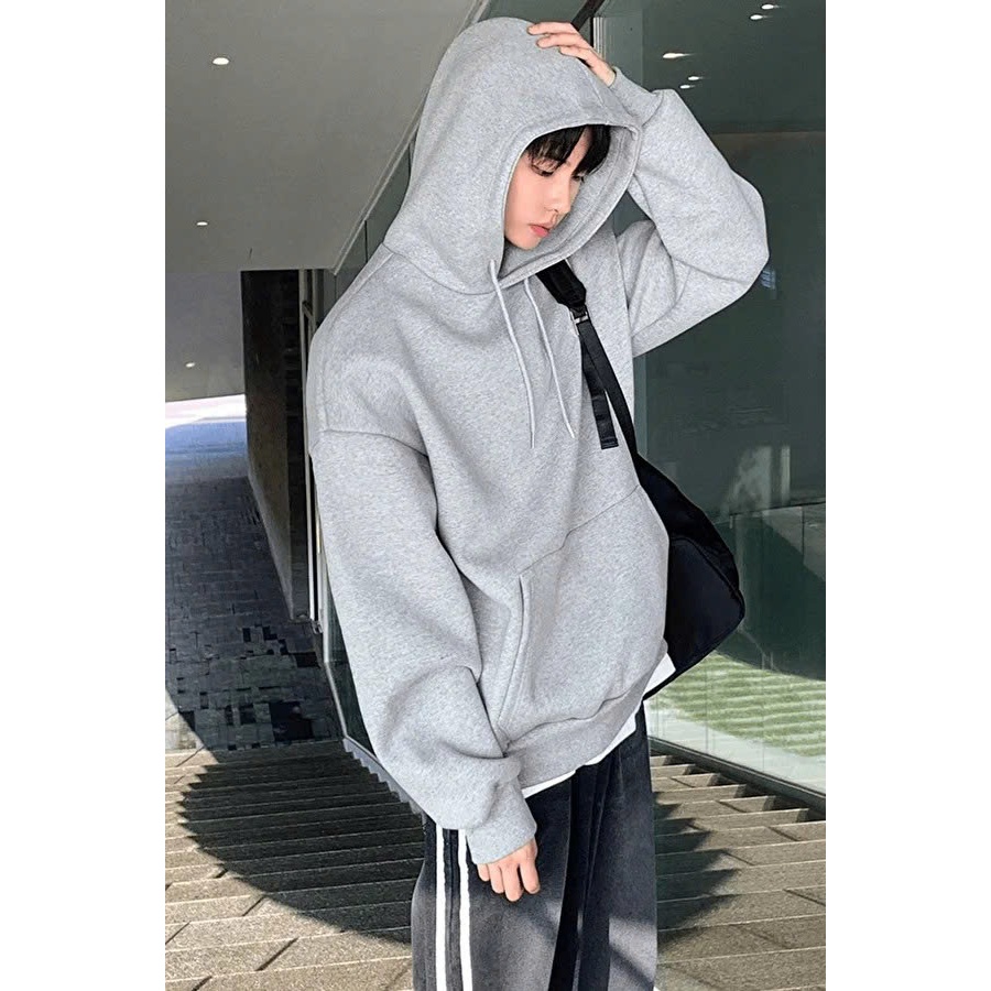 Áo hoodie nam nữ form rộng mặc đôi cặp nhóm phong cách hàn quốc phối nón hai lớp - K1