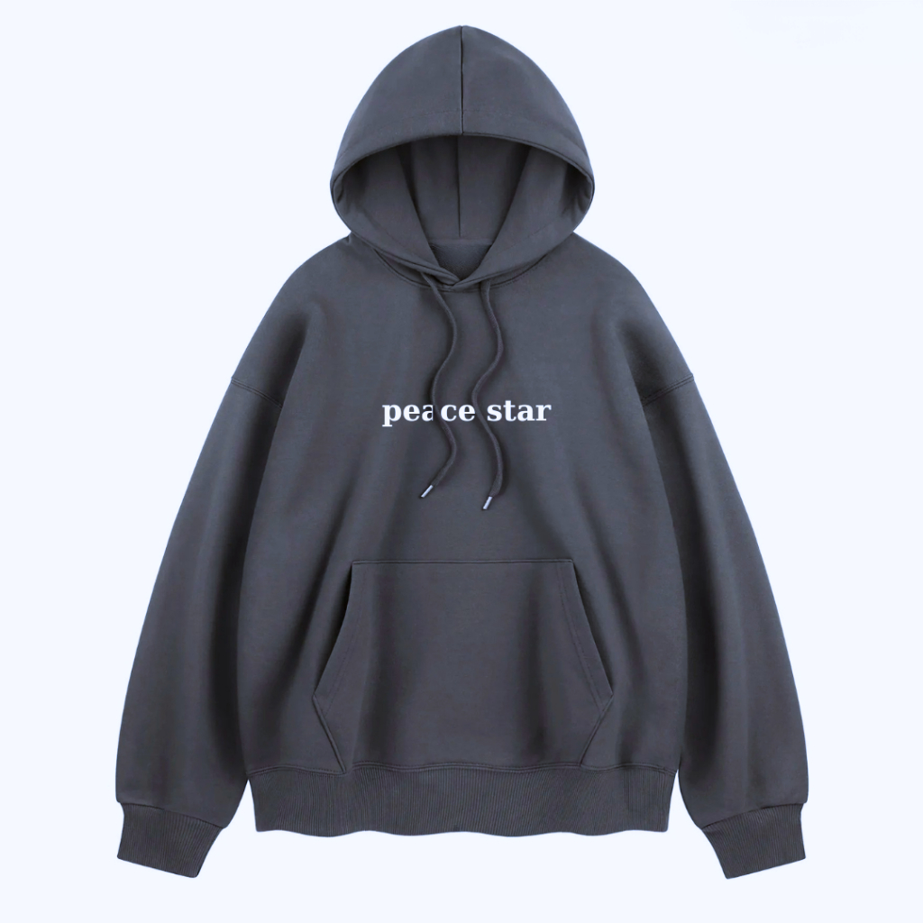 Áo Hoodie Nam Nữ In PEACE STAR Form Rộng Chất Nỉ Hàng Xuất Trơn Dài Tay Local Brand DƯỚI 68KG K1