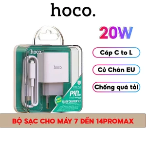 Bộ sạc nhanh PD20W Chính Hãng Hoco Dùng Cho IP 7-8-X-Xs-Xr-Xsm-Đến 14Promax, Chất liệu PC chống cháy