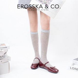 [Erosska] - Giày búp bê nữ hottrend balletcore đế bệt phối nơ màu đỏ - EL079