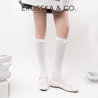 [Erosska] - Giày búp bê nữ hottrend balletcore đế bệt phối nơ màu đỏ - EL079