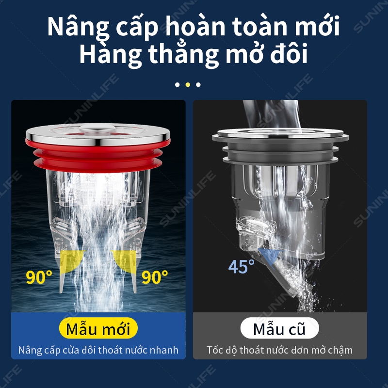 Nắp Đậy Cống Thoát Nước Sàn Nhà Tắm - Ngăn Mùi Hôi, Chống Côn Trùng, Cửa Đôi Thoát Nước 90