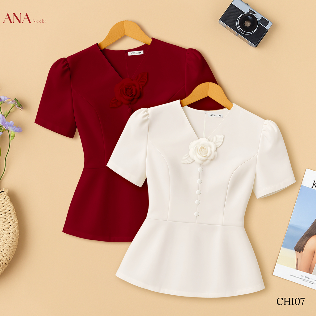 Áo Kiểu Công Sở Nữ ANA Mode Chất Liệu Cotton Lạnh Thanh Lịch Đi Làm Quà Tặng Mẹ AK25CHI07