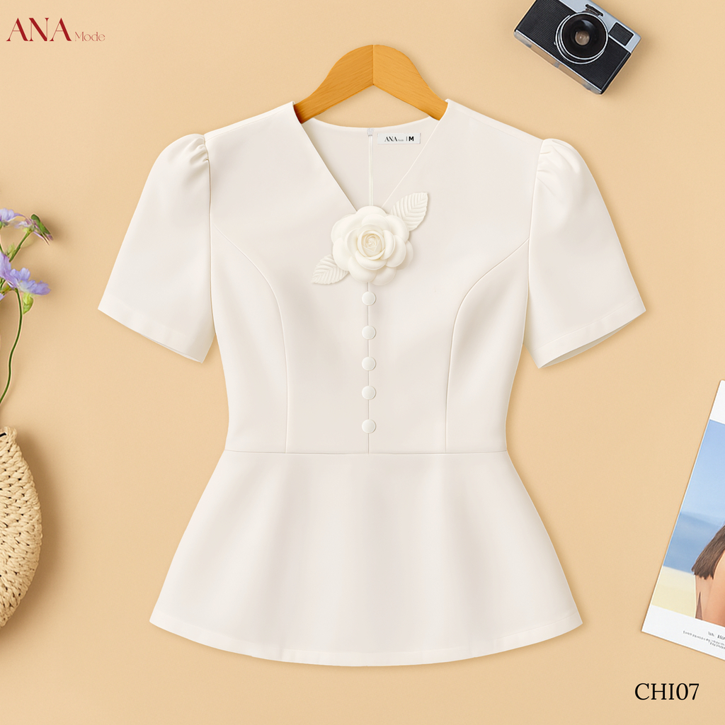 Áo Kiểu Công Sở Nữ ANA Mode Chất Liệu Cotton Lạnh Thanh Lịch Đi Làm Quà Tặng Mẹ AK25CHI07