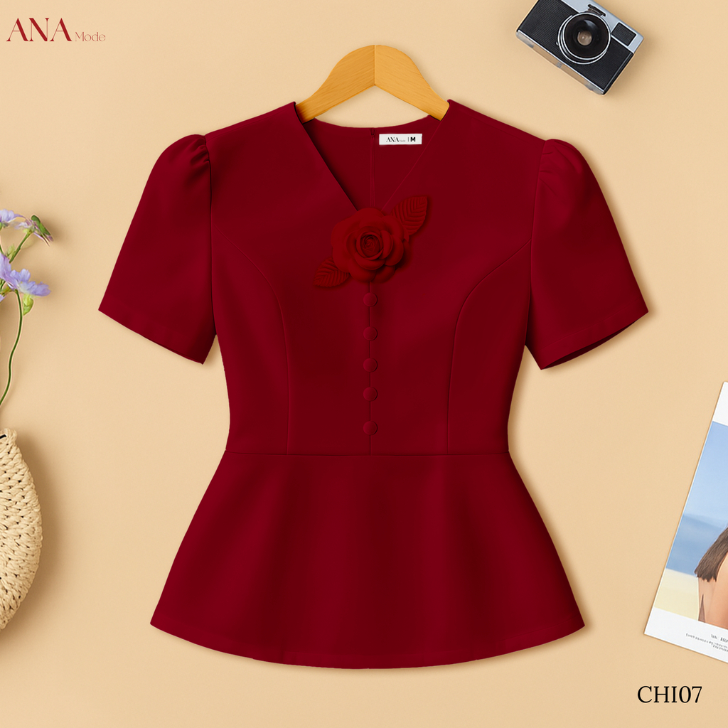 Áo Kiểu Công Sở Nữ ANA Mode Chất Liệu Cotton Lạnh Thanh Lịch Đi Làm Quà Tặng Mẹ AK25CHI07