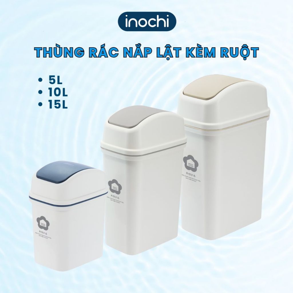 Thùng rác nắp lật Hiro (Kèm ruột) Inochi. Thùng Rác Thông Minh, Sọt Rác ...