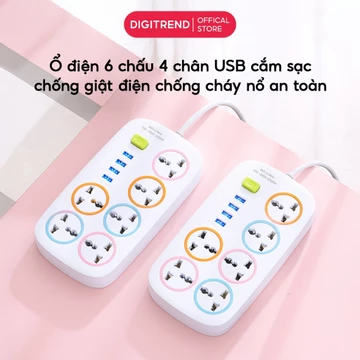 Ổ Cắm Điện 6 Chấu Đa Năng Yosunlix Ổ Cắm 4 Cổng Sạc Chống Giật chống Cháy Nổ An Toàn Chịu Tải 2200W
