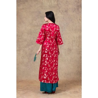 SWANLAKE | Áo Dài Cách Tân Nữ Phom Suông Cổ Tròn Tay Lỡ Chất Vải Lụa Gấm Hoa Cao Cấp Tết L13267