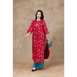 SWANLAKE | Áo Dài Cách Tân Nữ Phom Suông Cổ Tròn Tay Lỡ Chất Vải Lụa Gấm Hoa Cao Cấp Tết L13267