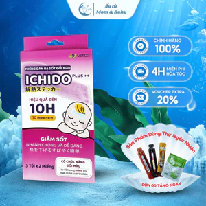 Miếng dán hạ sốt Ichido đổi màu khi sốt cao 39 độ trở lên hộp 3 gói x 2 miếng
