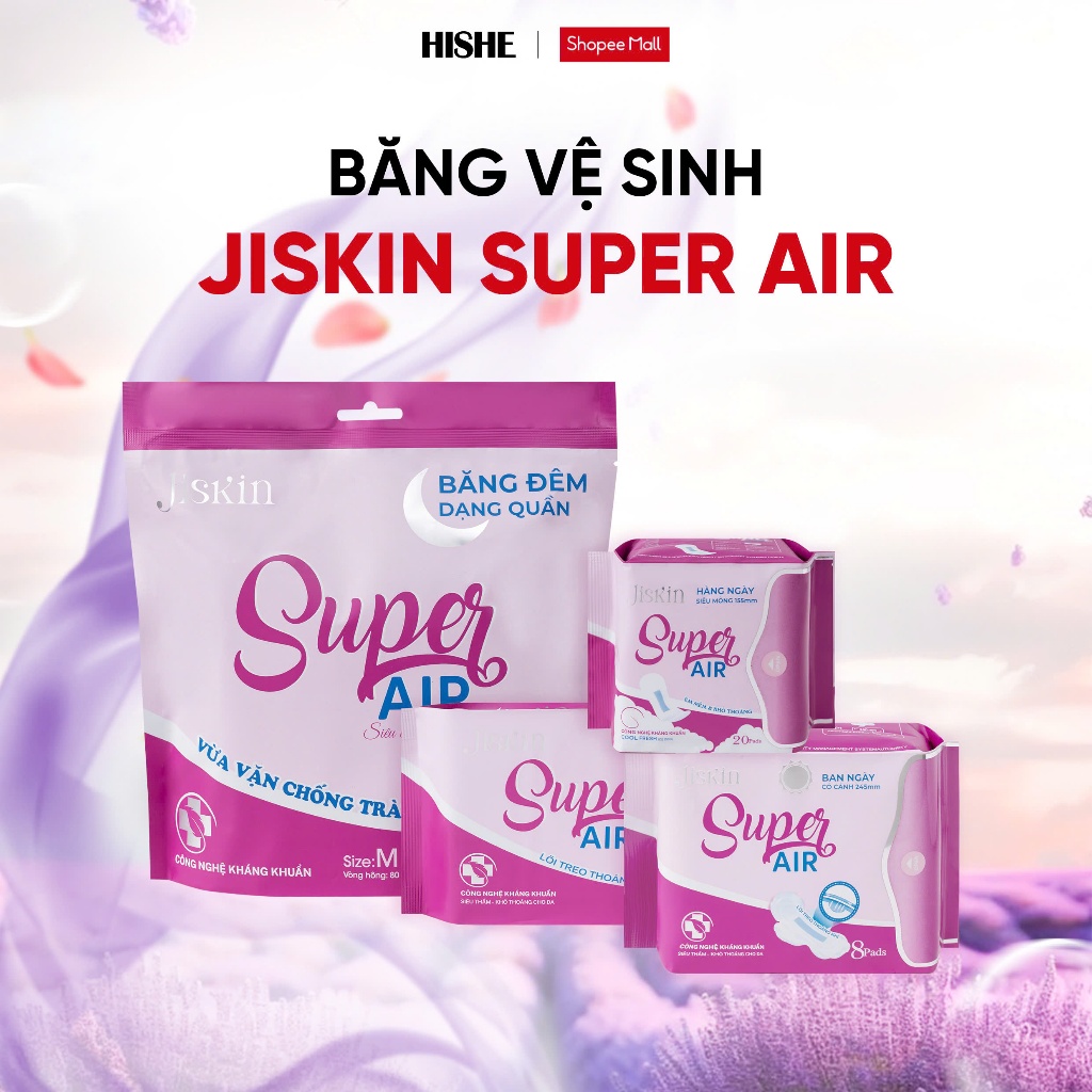 Băng vệ sinh Jiskin bạc hà siêu mỏng, Siêu thấm hút, Không hằm bí, phù hợp với làn da nhạy cảm