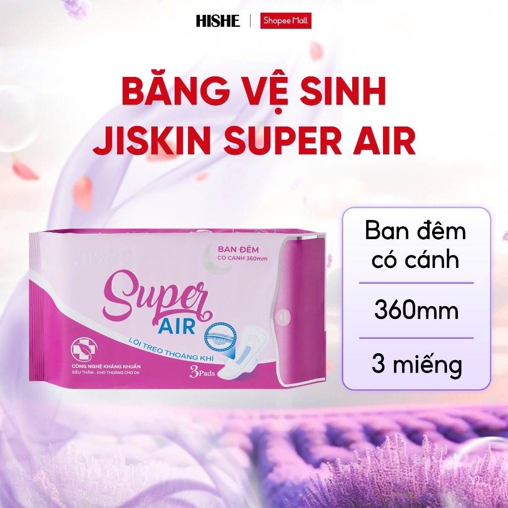 Băng vệ sinh Jiskin bạc hà siêu mỏng, Siêu thấm hút, Không hằm bí, phù hợp với làn da nhạy cảm