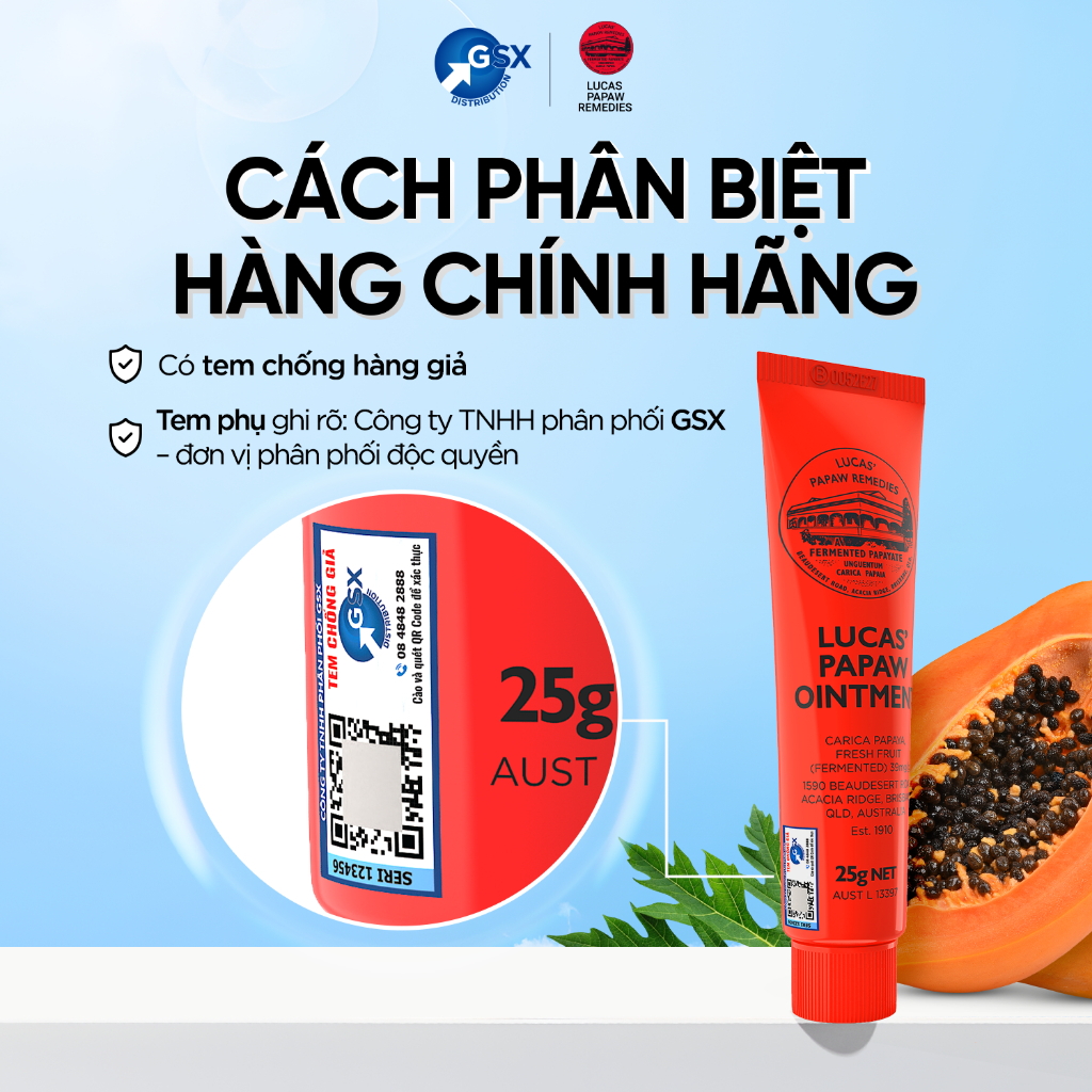 【Bán Chạy】Son Dưỡng Đu Đủ Lucas Papaw Úc 115 Năm - Dưỡng Môi Mềm Mịn, Giảm Khô Nứt Môi & Gót Tay Chân