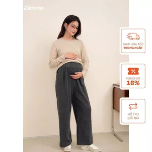 Quần ống suông COZY Pants lưng chun, chất liệu len nỉ thun mềm, cạp chun điều chỉnh cho cả bầu và không bầu BY L'AMME