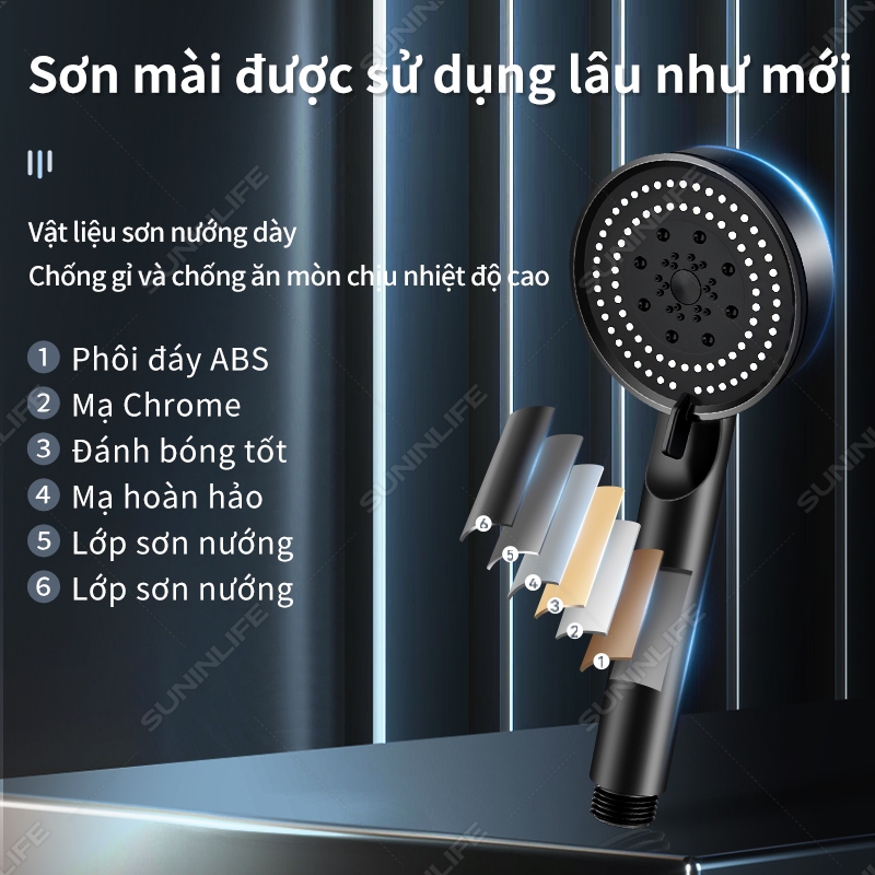 Bộ Vòi Sen Nhà Tắm Tăng Áp 3 Món 5 Chế Độ Dòng Nước vòi hoa sen nóng lạnh - SUNINLIFE