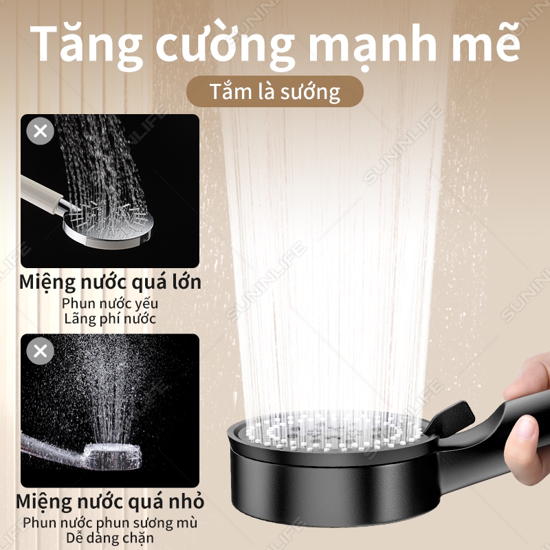 Bộ Vòi Sen Nhà Tắm Tăng Áp 3 Món 5 Chế Độ Dòng Nước vòi hoa sen nóng lạnh - SUNINLIFE