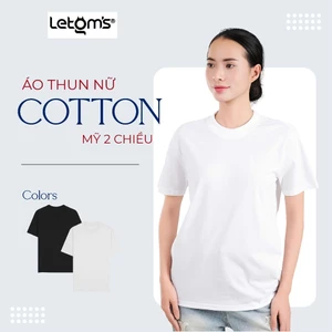 Áo Thun Nữ Cotton Mỹ LeTom’s – Form Regular, 2 màu basic Đen/Trắng, mềm mịn – thoáng mát – dễ phối M10