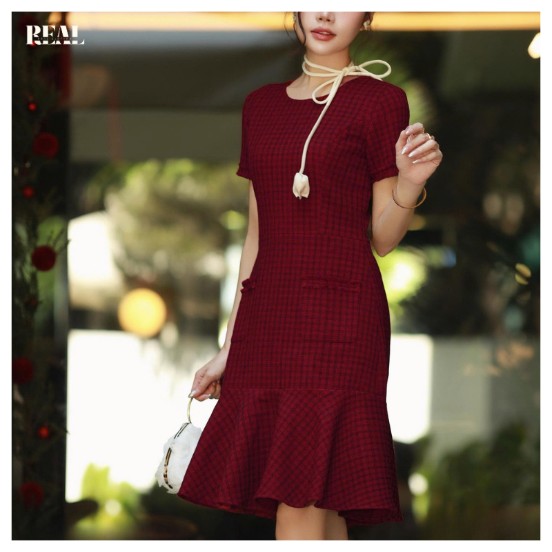 Đầm đi tiệc lai tua tôn dáng REAL CLOTHES (tổng hợp màu), đầm đi tiệc sang trọng, lạ mắt, gần như không nhăn