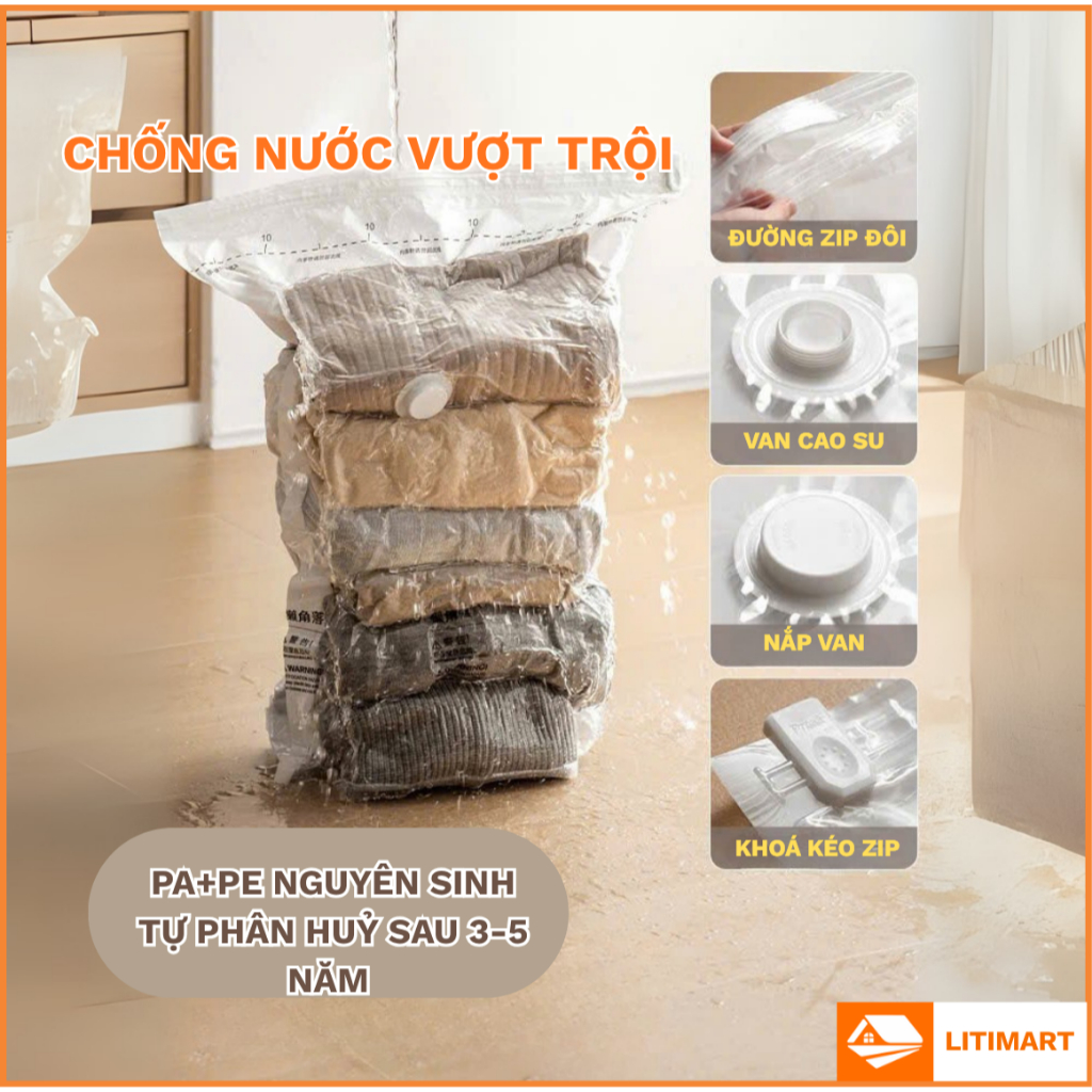 TÚI HÚT CHÂN KHÔNG ĐỰNG QUẦN ÁO, chống ẩm mốc.